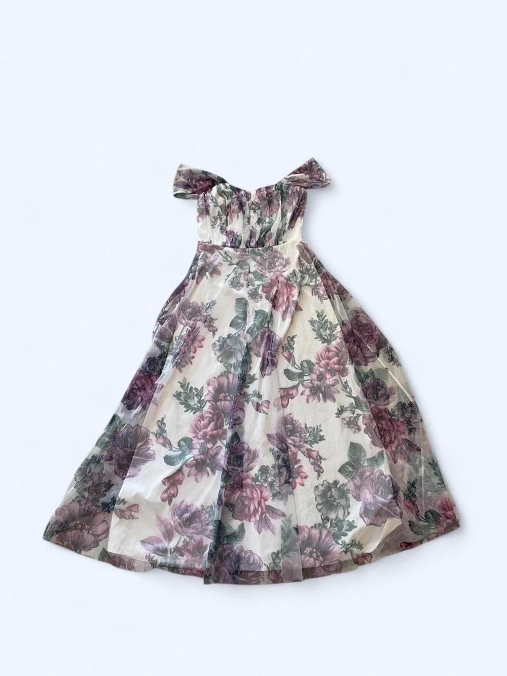 Maxi mesh floral dress off the shoulder size
S